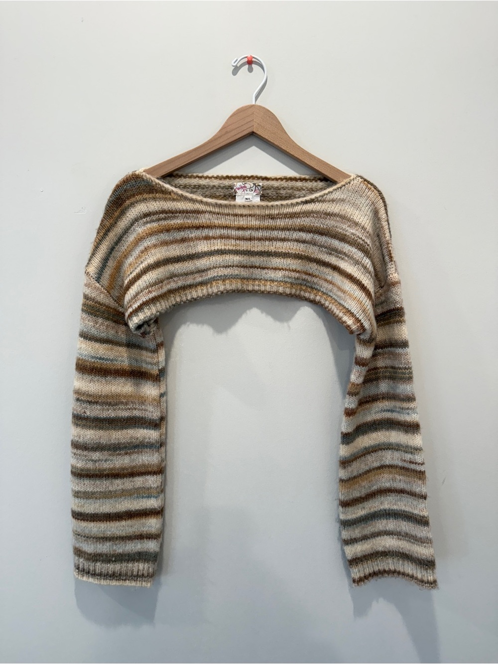 Cropped Striped Bolero - Brown Multi